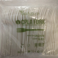 Load image into Gallery viewer, (biofutura) Fourchette en bioplastique cPLA 50pcs 일회용 포크 40개들이 이미지를 갤러리 뷰어에 로드 , (biofutura) Fourchette en bioplastique cPLA 50pcs 일회용 포크 40개들이