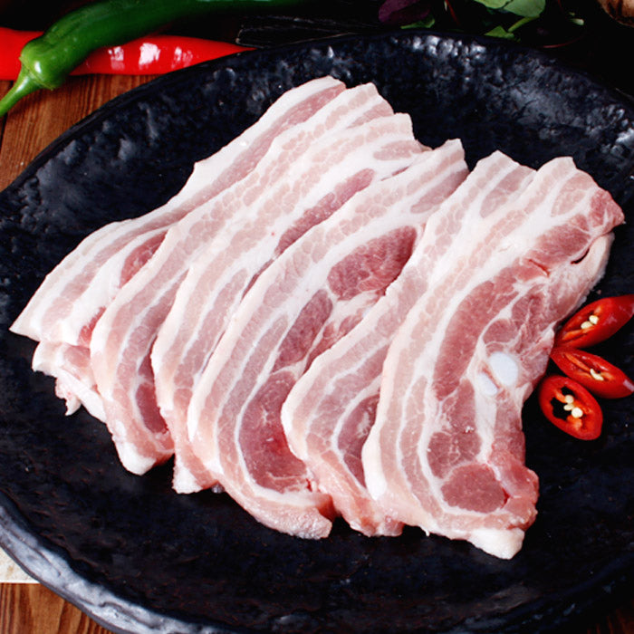 돼지 생 삼겹살 구이용 600g (poitrine de porc, Tranches fines pour grille)