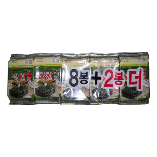 (광천김) 올리브유 바르고 녹차가 첨가된 광천김 5g×10p seasoned seaweed 도시락김